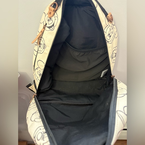 Disney Cream Backpack with Mickey and Minnie Print